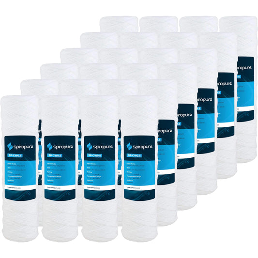 SpiroPure SP-CW0.5 10x2.5 0.5 Micron String-Wound Polypropylene Sediment Water Filter Cartridge SWC-25-10-0.5 (Case of 24)
