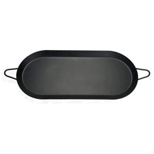 18 in. Carbon Steel Non-Stick Double Burner Comal Griddle, Black
