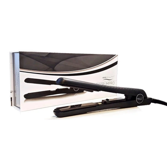 ISO Beauty Spectrum Pro 1.25 Infrared Technology and Adjustable Temperature 100% Solid Ceramic Flat Iron Hair Straightener, Ionic, Black