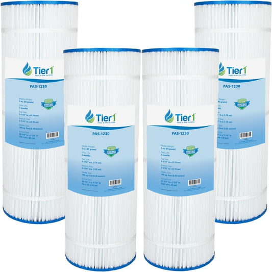 Tier1 Pool & Spa Filter Cartridge 4-pk | Replacement for Pleatco PFAB100, Filbur FC-1950, Unicel C-7699 and More | 100 sq ft Pleated Fabric Filter Media