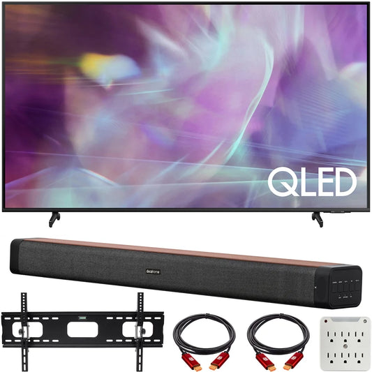 Samsung QN43Q60AAFXZA 43 Inch QLED Q60A 4K Smart TV 2021 Bundle with Deco Home 60W 2.0 Channel Soundbar, 37-100 TV Wall Mount Bracket Bundle and 6-Outlet Surge Adapter