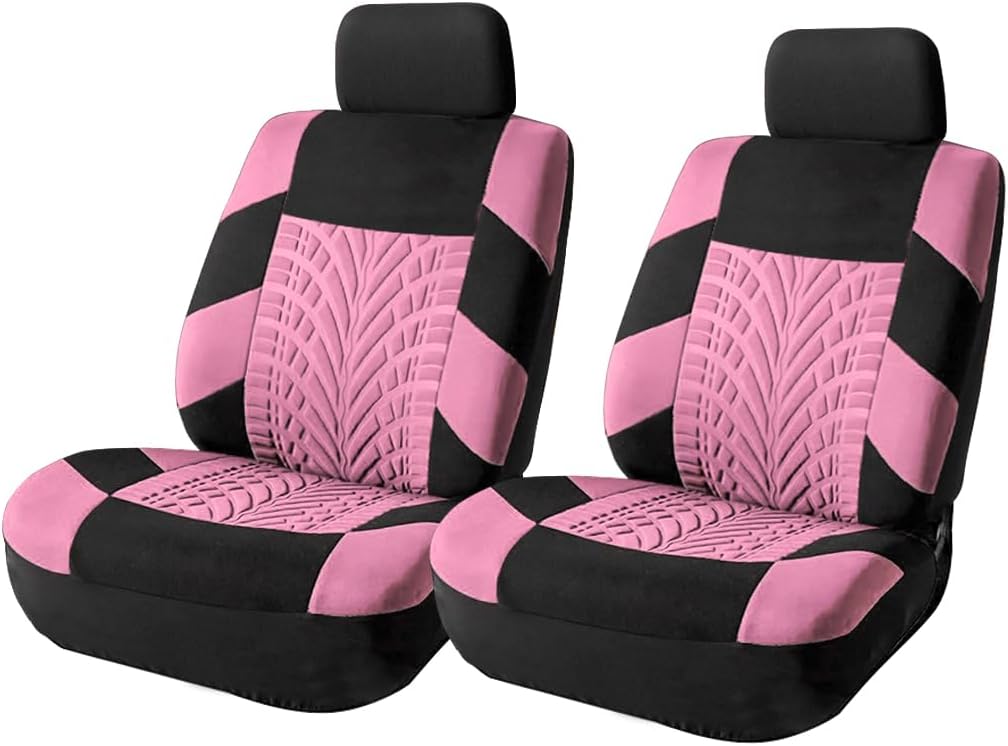 Car Seat Covers Full Set, Polyester Front Bucket Seat Protectors with Split Bench Back Seat Covers, Breathable Thicken Premium Sporty Seat Cushions, Auto Accessories for Car, SUV (Orange/Front,Back)