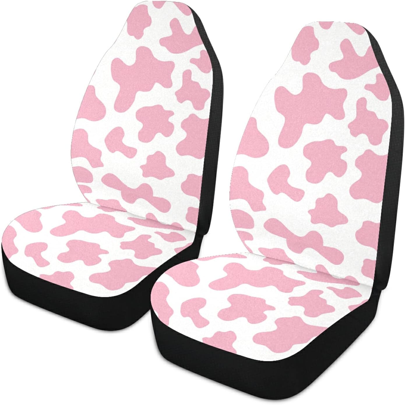 ALAZA Pink Cow Print Camo Camoflage Car Seat Covers Front Seats Only for Women Men Seat Covers w/Organizer Pocket for Cars SUV Truck Sedan, 2 pcs