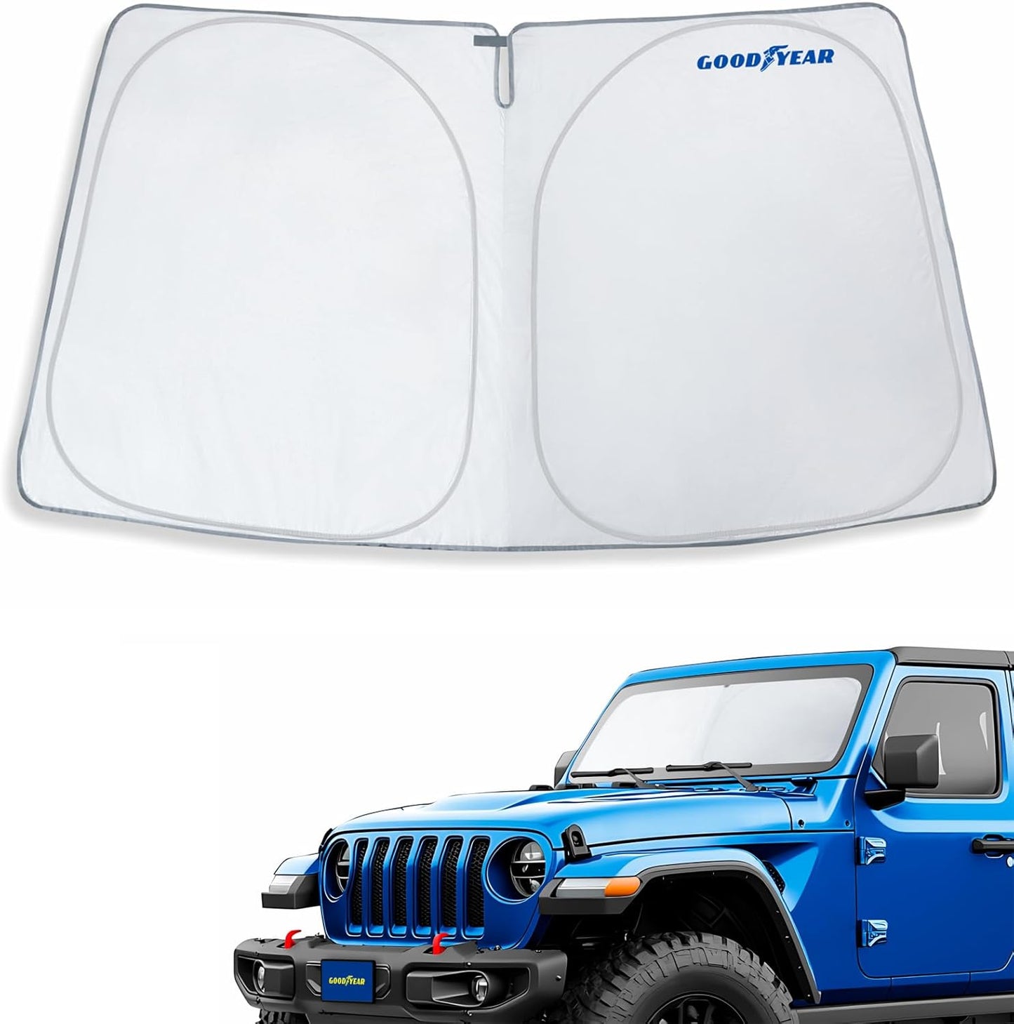 Goodyear Foldable Windshield Sunshade for Chevrolet (Chevy) Tahoe 2021-2025, SUV car Accessories, Sunshade Cover, Sun Shade Car Windshield, Window Sun Blocker - GY008221