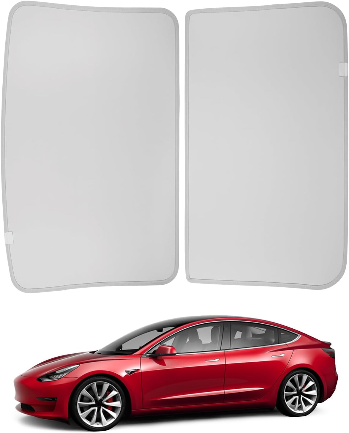 BASENOR Upgraded Tesla Model 3 Sunshade Roof Front & Rear Glass Roof Sun Shades with Storage Bag for Model 3 Interior Accessories 2023 2022 2021 Model 3 Black (Not Fit 2024 Model 3)