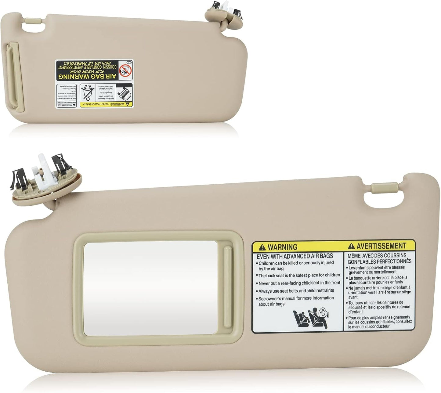 2Pcs Driver & Passenger Sun Visor Fit for Toyota RAV4 (Roof with Light) 2006 2007 2008 2009 2010 2011 2012 2013, Replace for 74320-42501-B2, 74310-42452-B2, Beige