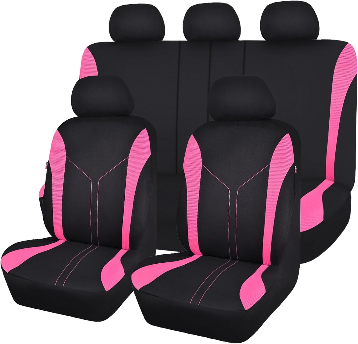Flying Banner Car Seat Covers Front Seats and Rear Bench Air Mesh Fabric Rear Bench Split Polyester Easy Installation SUV CAR Woman Lady Femal (Black Mint Green, Full Set)