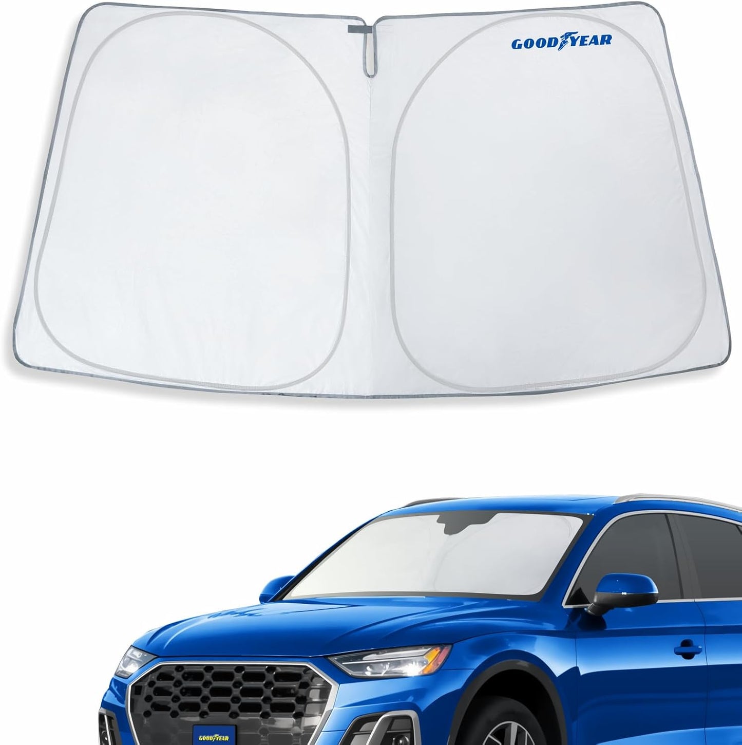Goodyear Foldable Windshield Sunshade for Chevrolet (Chevy) Tahoe 2021-2025, SUV car Accessories, Sunshade Cover, Sun Shade Car Windshield, Window Sun Blocker - GY008221