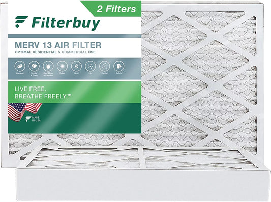 Filterbuy 12x25x4 MERV 13 Pleated HVAC AC Furnace Air Filters (2-Pack)