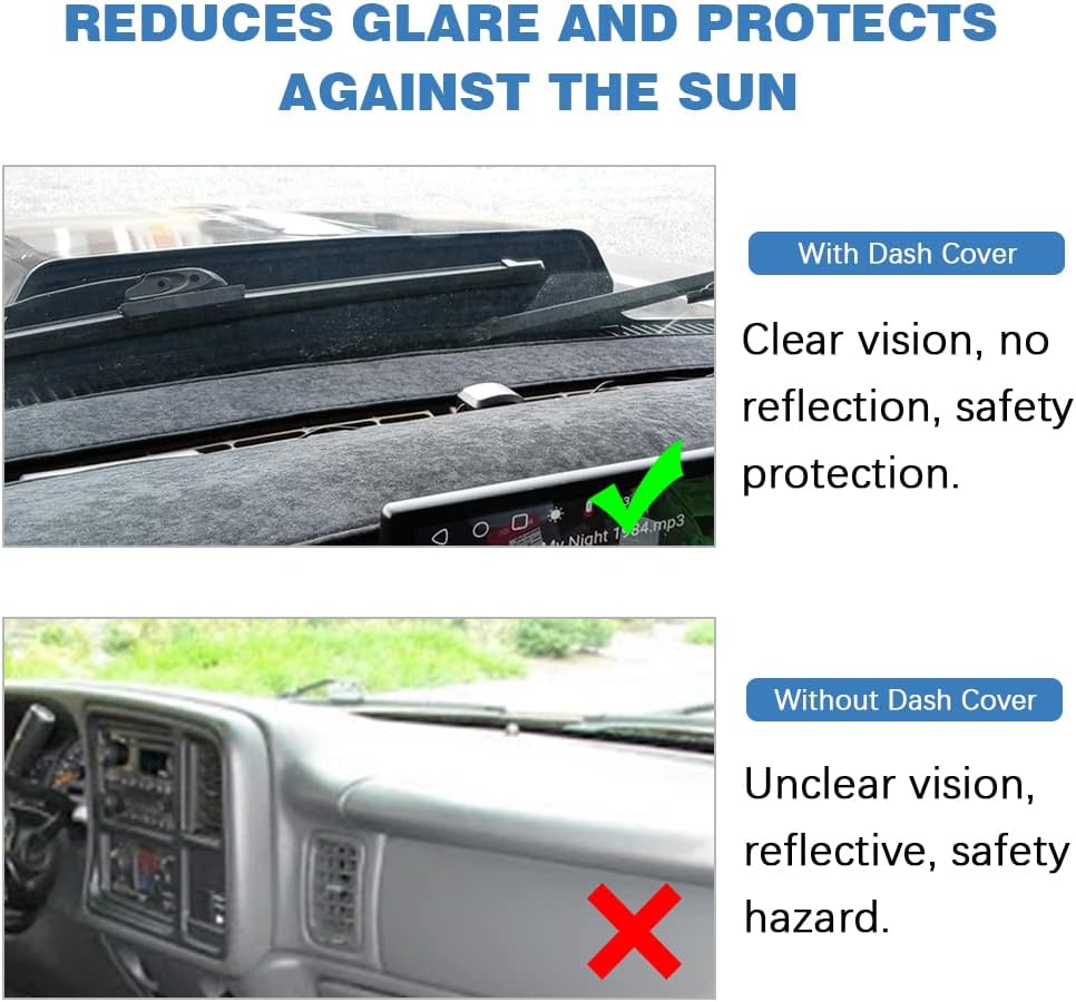 Apeixoto Dashboard Cover Compatible with 1998 1999 2000 2001 Ram 1500 2500 3500 Black Dash Cover Mat for Easy Installation