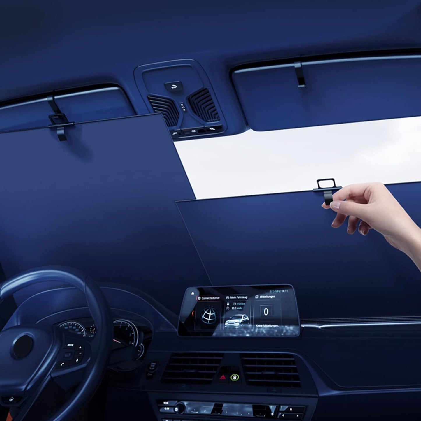 Retractable Windshield Sun Shade for Car, Large Sun Visor Protector Blocks Rays to Keep Your Vehicle Cool, Auto Sunshade Fits Front Window of Various Models