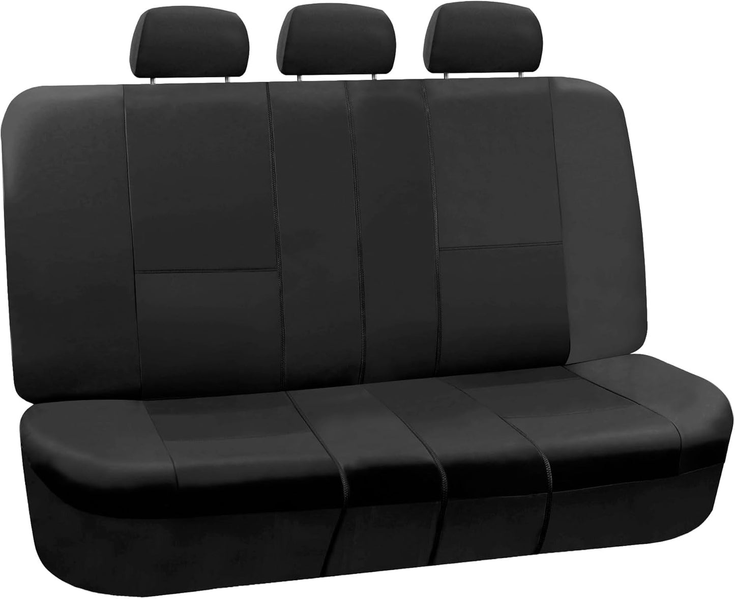 FH Group PU Leather 40/60, 60/40, 50/50 Split Bench Cover w. 3 Headrests Gray