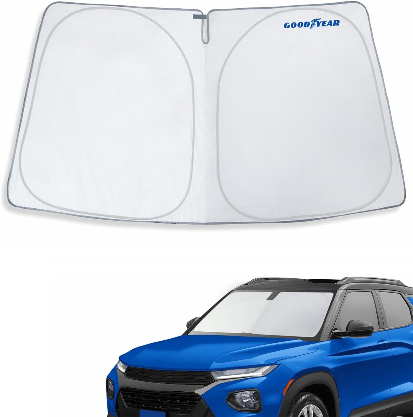 Goodyear Foldable Windshield Sunshade for Chevrolet (Chevy) Tahoe 2021-2025, SUV car Accessories, Sunshade Cover, Sun Shade Car Windshield, Window Sun Blocker - GY008221