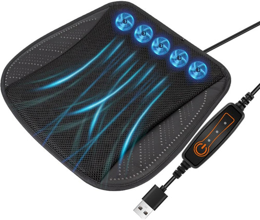 Shkalacar USB Cooling Seat Cushion, Breathable and Ventilated Car Seat Cushion, Car Seat Cooling Pad Summer Ventilated Seat Cushion Breathable Cooling Pad for All Car Seats, Home and Office Chairs