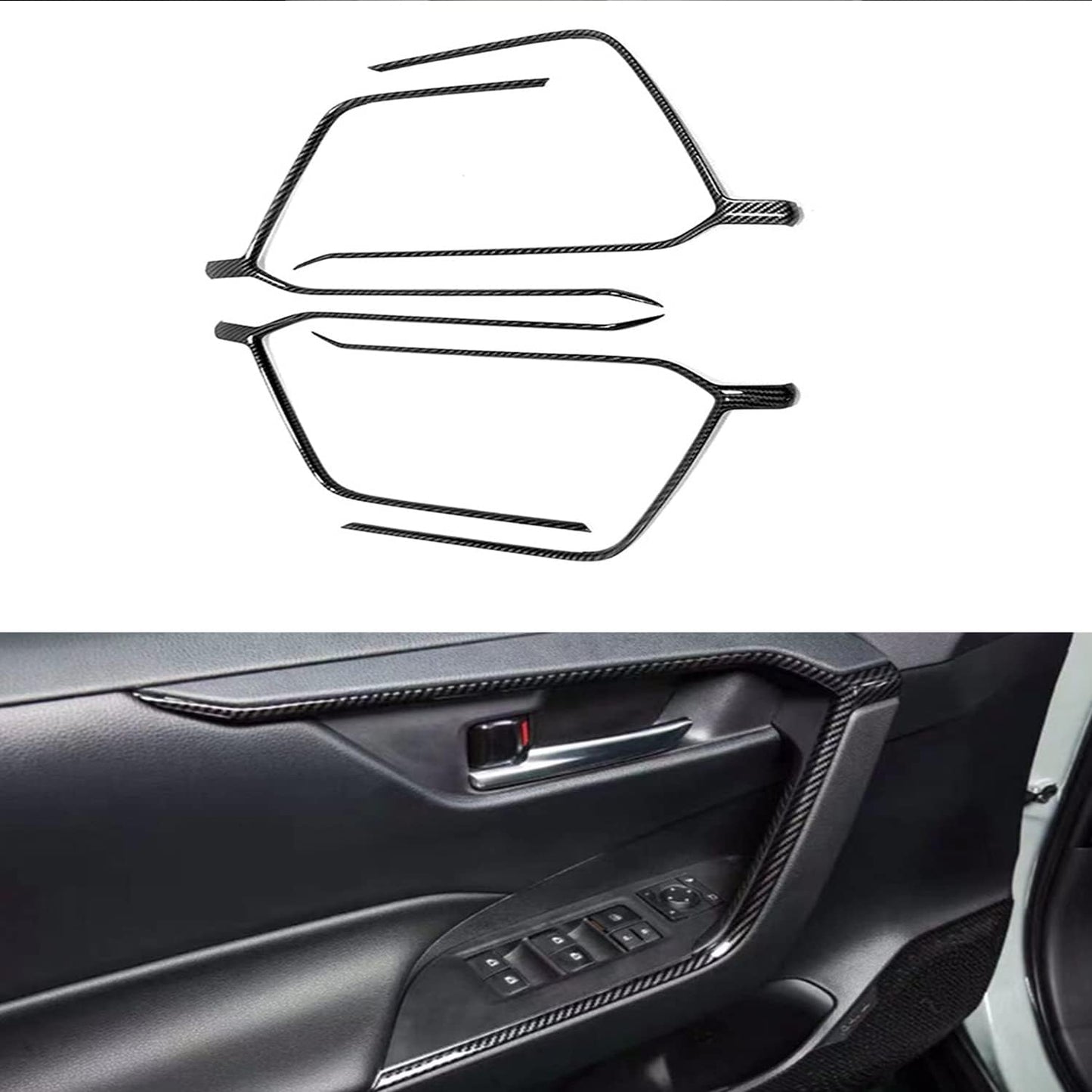 for RAV4 RAV 4 2019 2020 2021 2022 2023 2024 Car Door Lift Armrest Strip Side Door Handle Handles Cover Trim Interior Accessories Carbon Grain