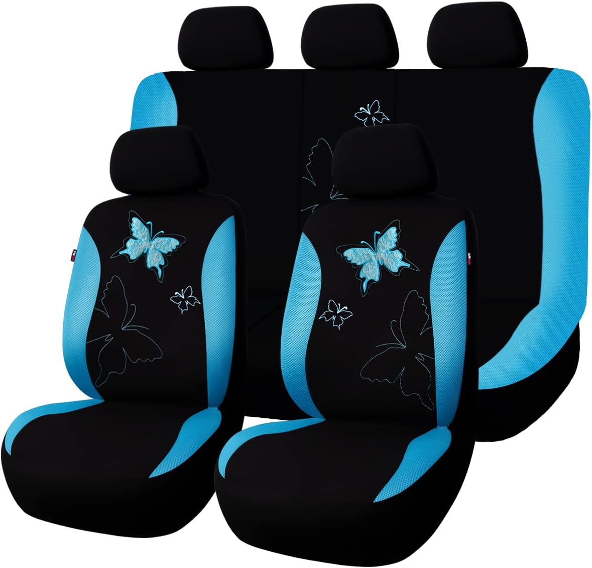Flying Banner Butterfly car seat Covers ful Set Fashion Universal Lady Woman Female Rear Bench Split Colorized (Full Set, Purple)