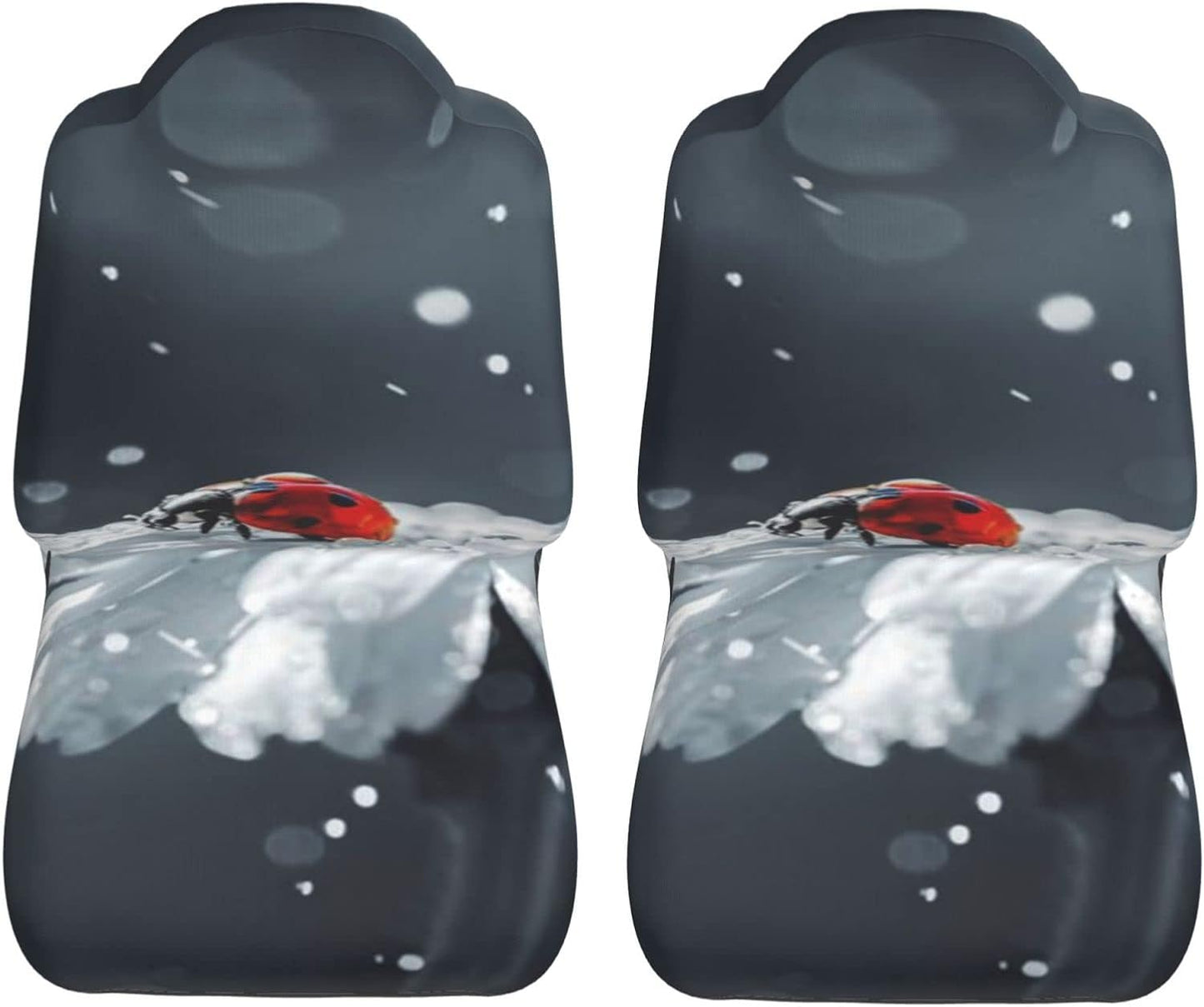 AROONS Ladybug On Daisy Flower Printed Car Seat Covers for Front Seat 2 Pack Elasticity Automotive Seat Cover Universal for Auto Truck Van SUV
