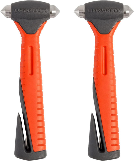 2 Pack - LifeHammer Safety Hammer Plus Emergency Auto Escape Tool (Orange)