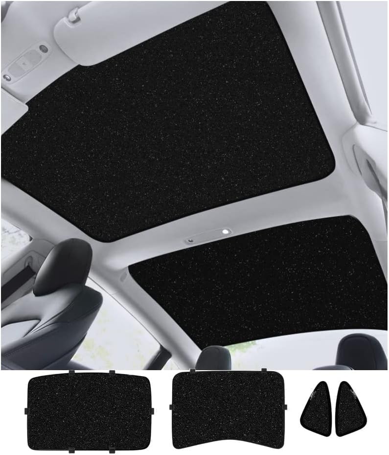 KUNIO Car Roof Sun Shade for Tesla Model 3 Foldable Sun Protection UV Quick Install Reflective Car Window Sun Shade Starry Sky