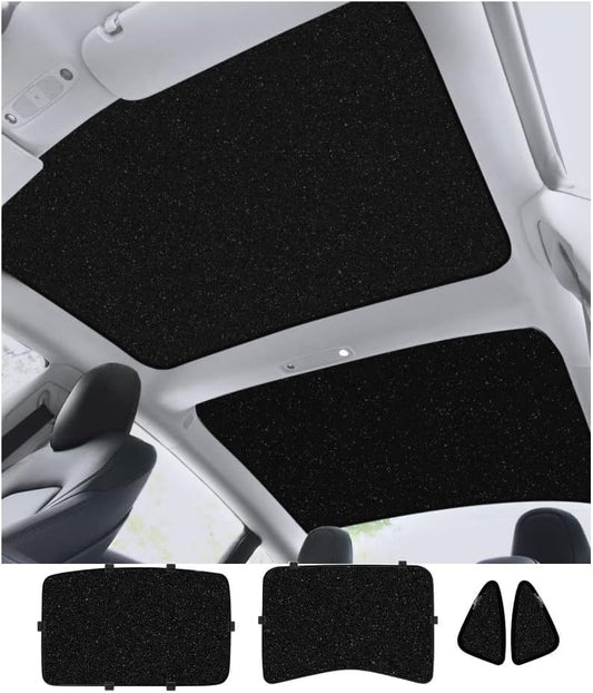 KUNIO Car Roof Sun Shade for Tesla Model 3 Foldable Sun Protection UV Quick Install Reflective Car Window Sun Shade Starry Sky