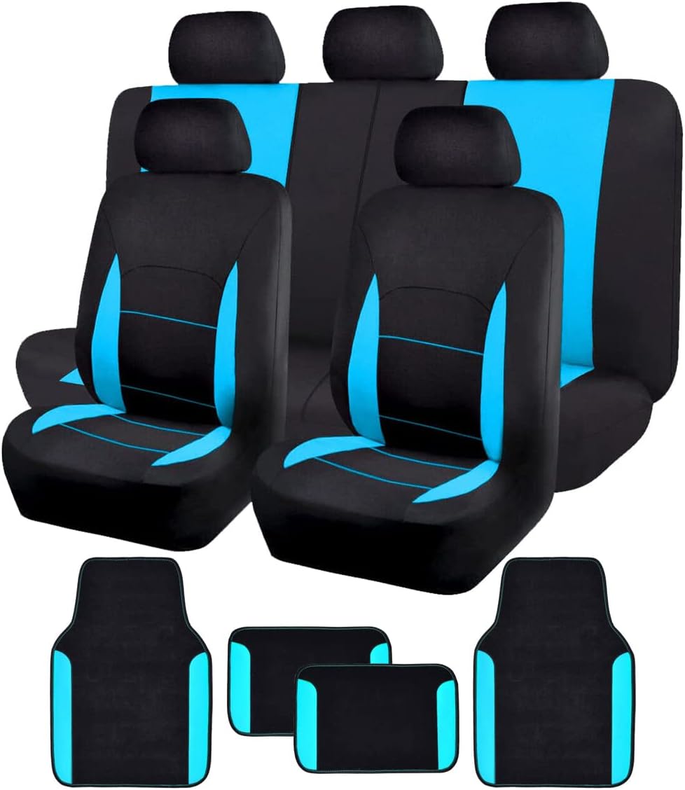 Flying Banner Car Seat Covers Full Set 9 PCS Rear Bench with 3 Zippers Split into 40/50 50/50 60/40 Truck SUV