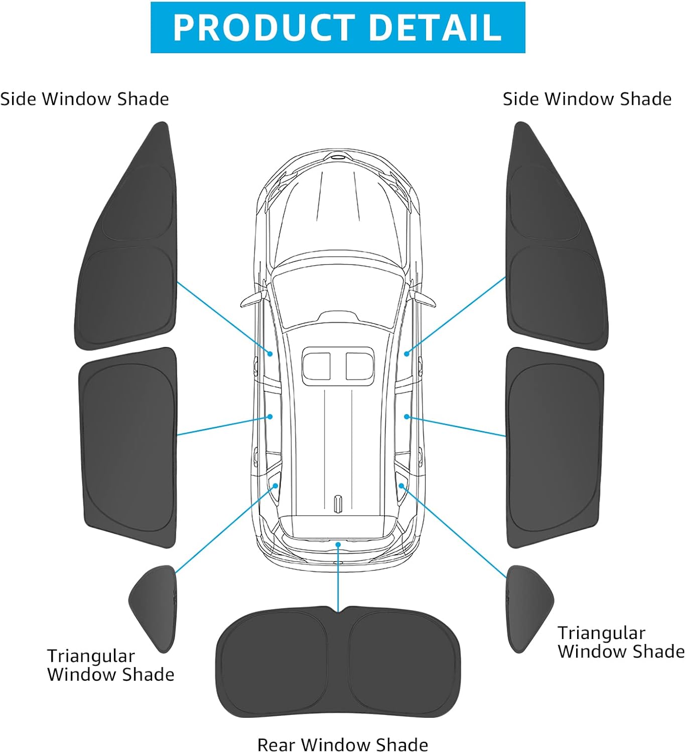 Proadsy Window Shades for Rav4 2018-2022 Side Windows Rear Windshield Triangular Window Sunshade for Baby/Camping Sun UV Rays and Privacy Protection Set of 7