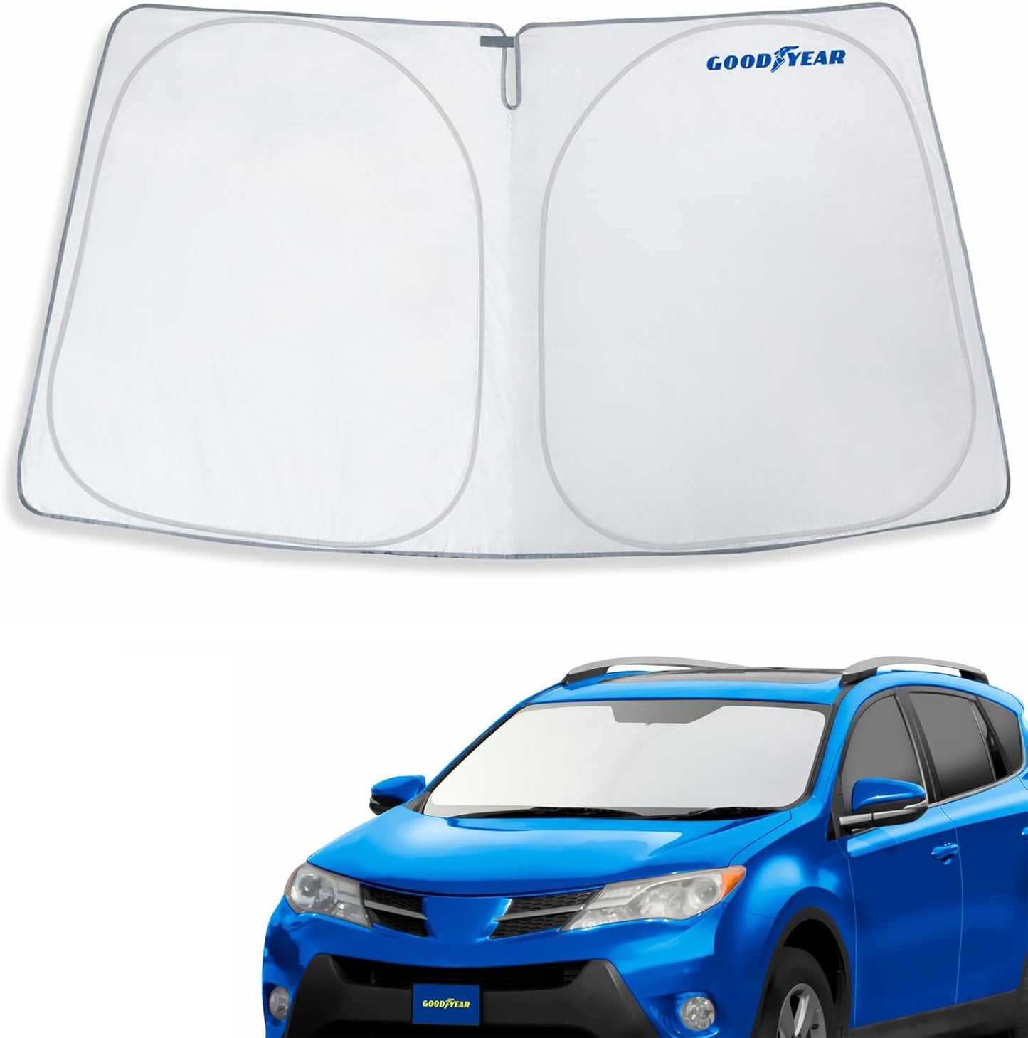 Goodyear Foldable Windshield Sunshade for Chevrolet (Chevy) Tahoe 2021-2025, SUV car Accessories, Sunshade Cover, Sun Shade Car Windshield, Window Sun Blocker - GY008221