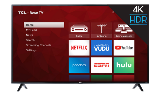 Restored TCL 50 Class 4K Ultra HD (2160P) Roku Smart LED TV (50S421) (Refurbished)