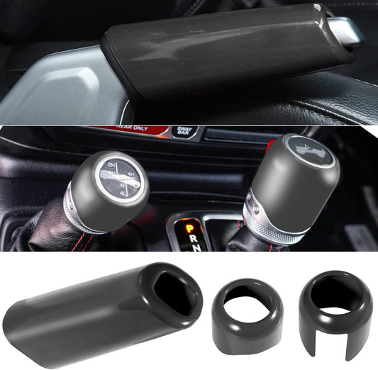 Center Handbrake Brake Cover & Gear Shift Knob Cover & Drive Mode Shift Knob Cover Trim Interior Accessories Fit for 2018-2022 Jeep Wrangler JL JLU, for Jeep Gladiator JT 2020-2021 (Grey)