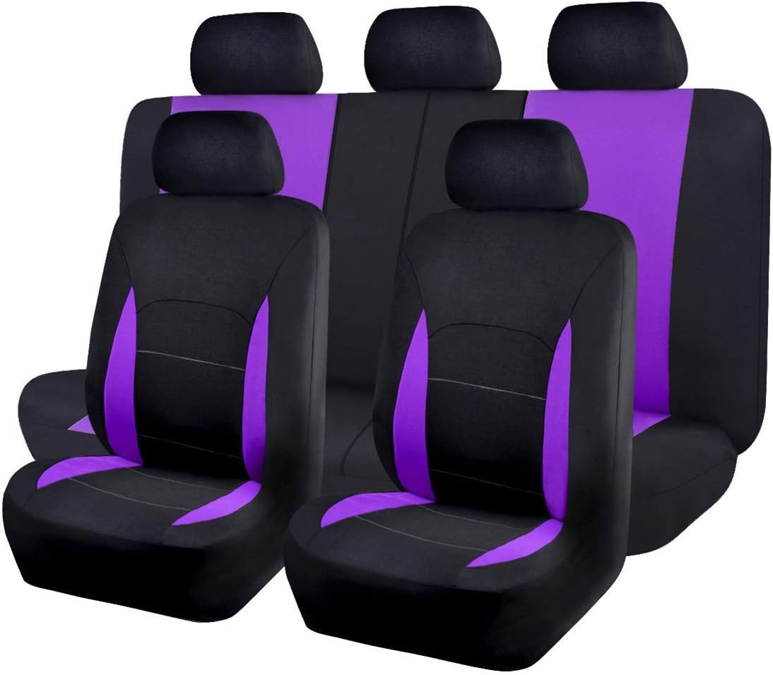 Flying Banner Car Seat Covers Front Seats Rear Bench Polyester Car Seat Protectors Easy Installation Split Rear Bench Classic Man Lady Truck (Comp Set, Pink Black and Light Pink.
