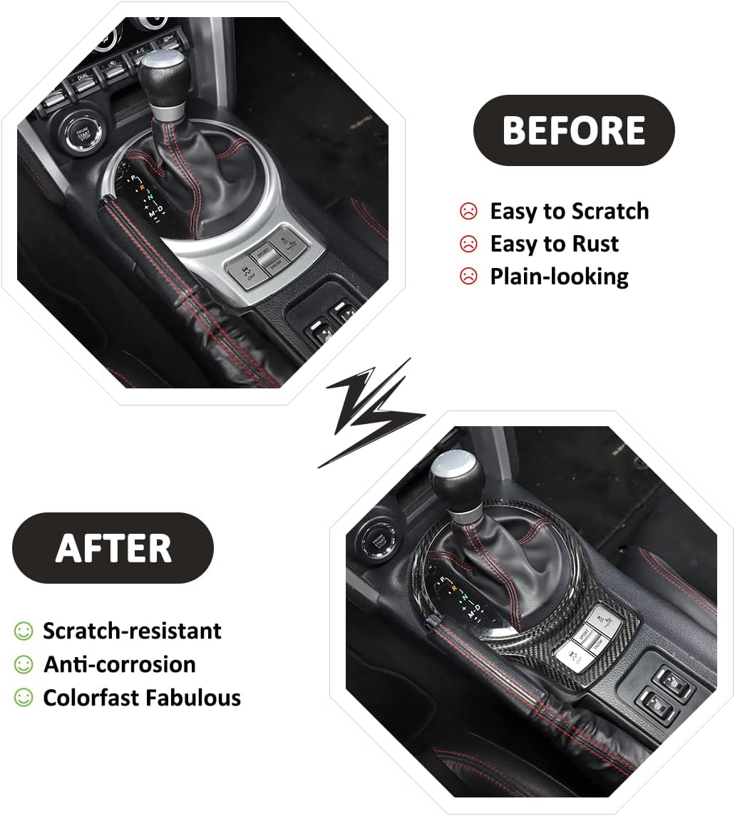 Car Interior Gear Shift Frame Trim Sticker for Subaru BRZ Toyota 86 2013-2020 Accessories (100% Real Carbon Fiber -Black)