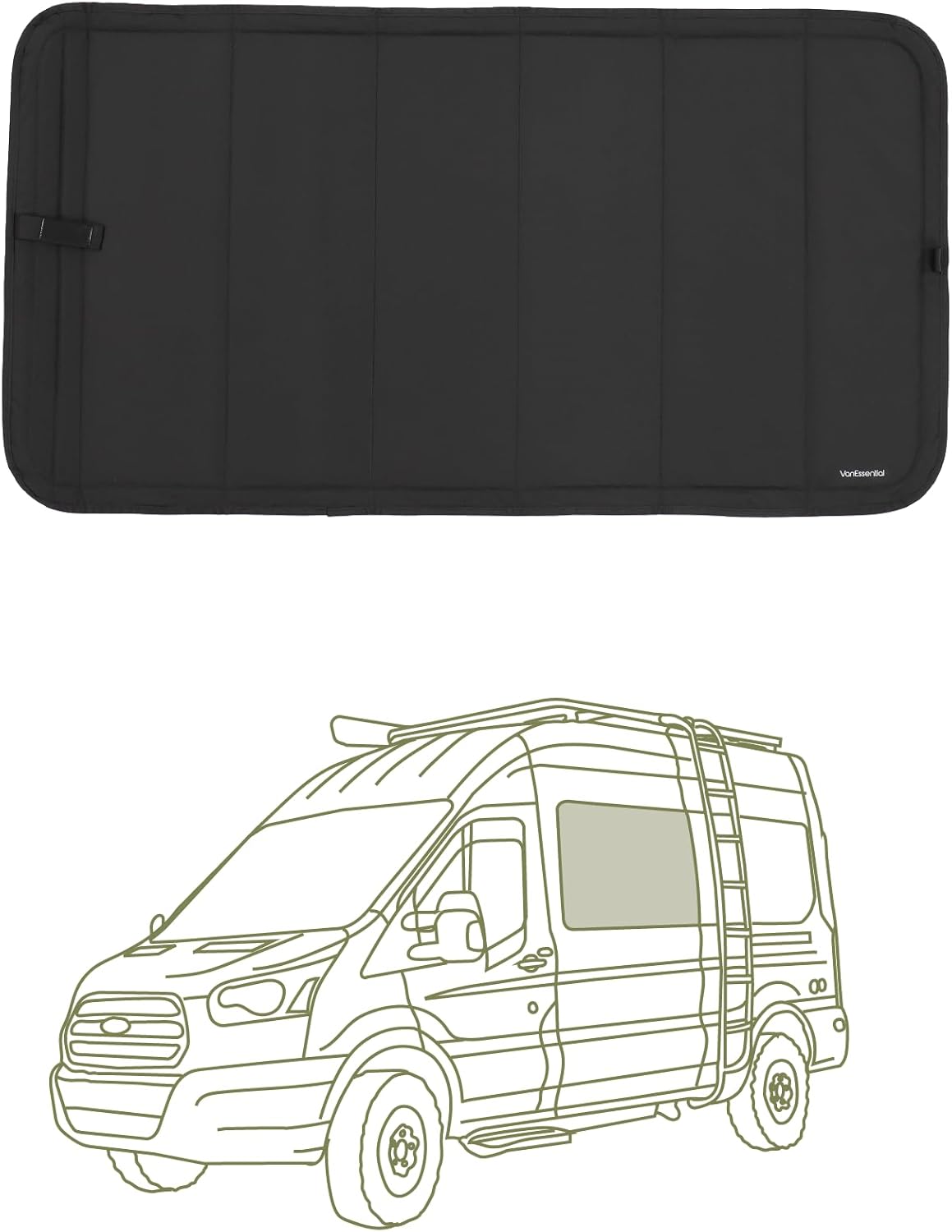 VanEssential Insulated Blackout Crew Window Cover Designed for Ford Transit Van Year 2015 to Current with NO Plastic Trim - Cool Gray