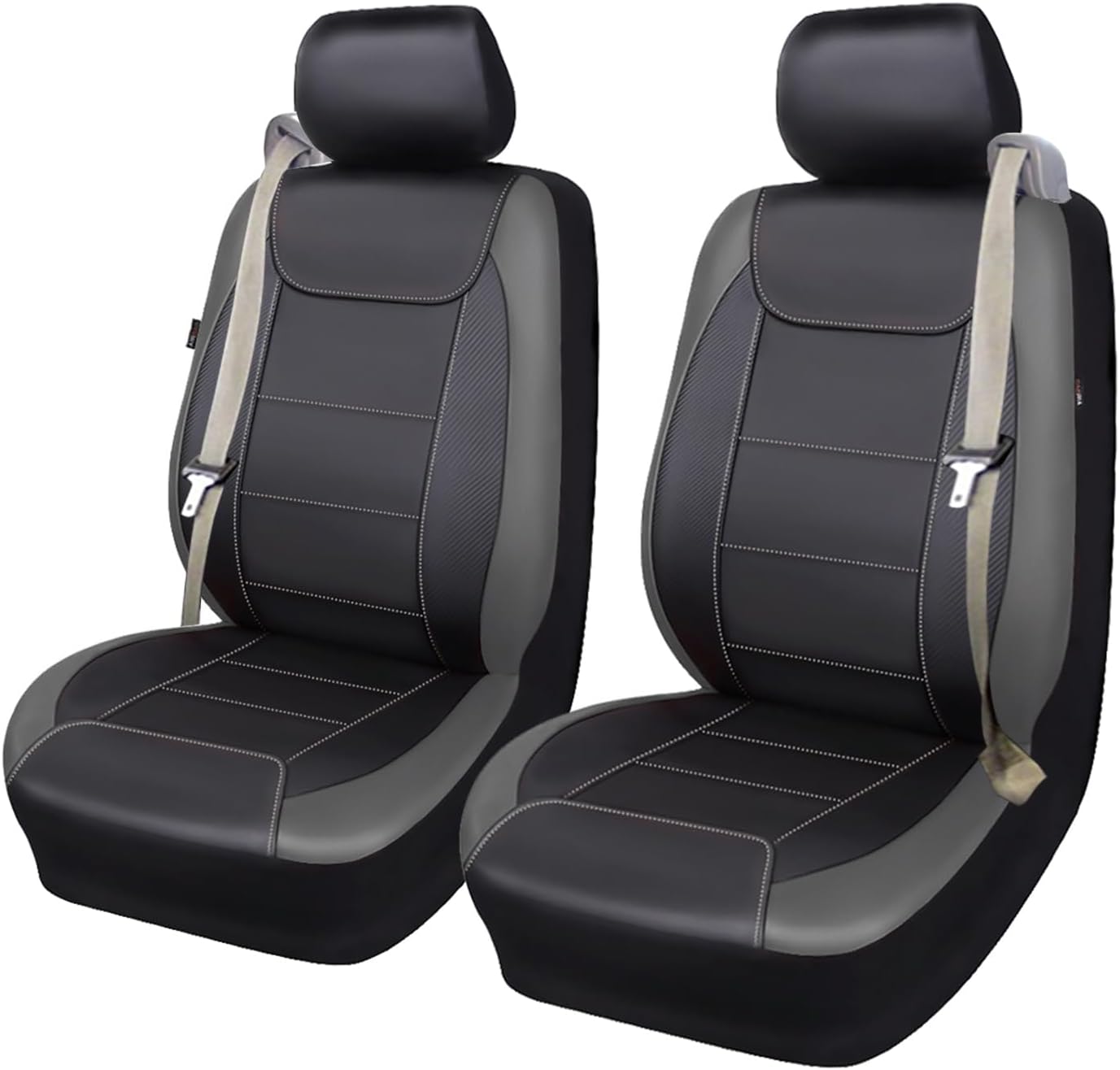 Flying Banner car seat Covers Quality Carbon Fiber Air Mesh Fabric Sport Low High Back Bucket Back Pocket Arm Rest (2 Fronts - High Bucket, Blue)