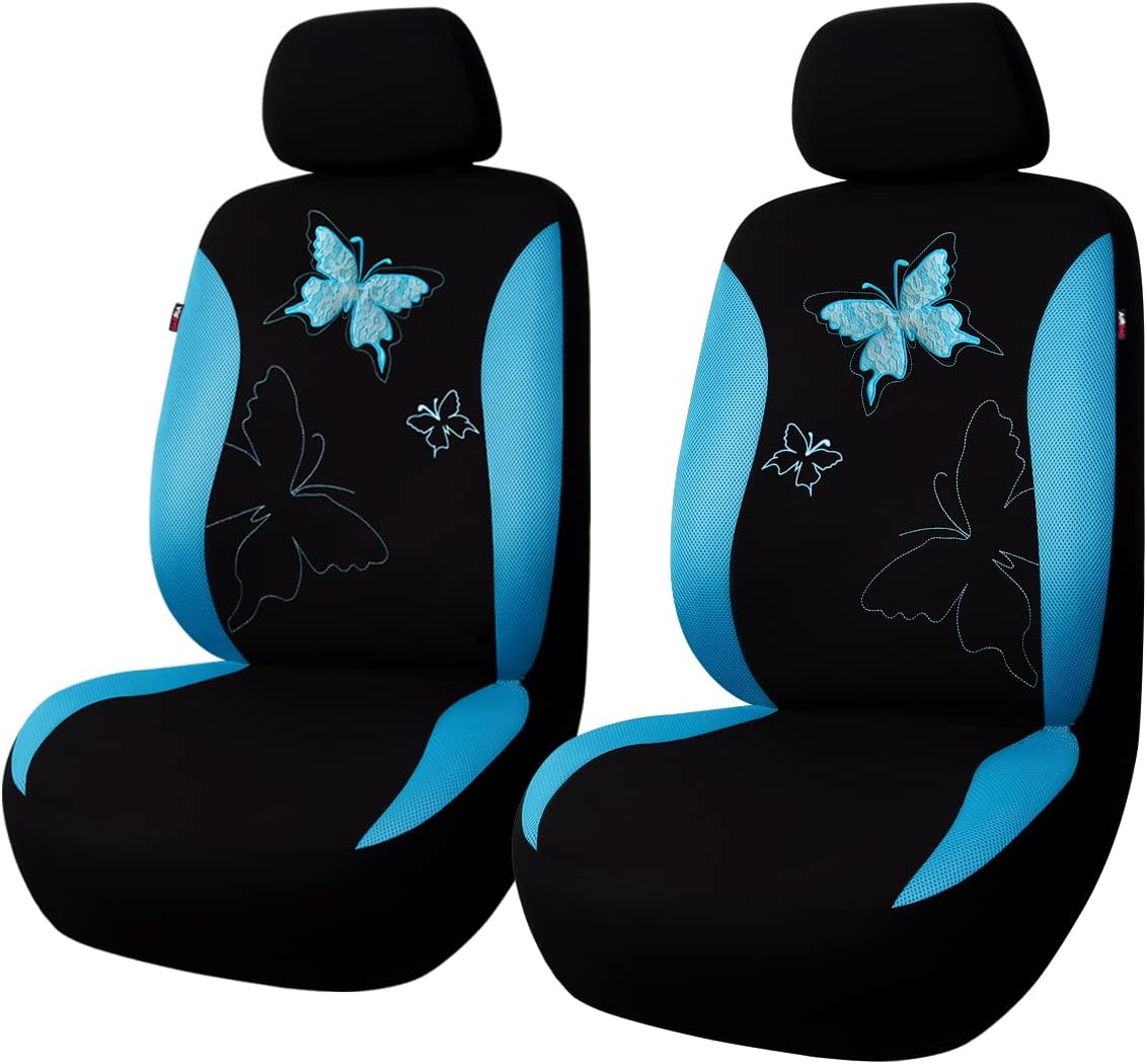 Flying Banner Butterfly car seat Covers ful Set Fashion Universal Lady Woman Female Rear Bench Split Colorized (Full Set, Purple)