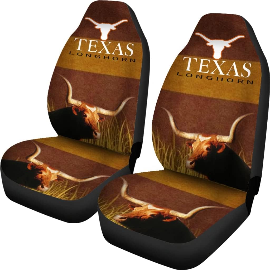 pawlice Amazing Texas Longhorn Cattle (Cow) Print Car Seat Covers Universal Fit Car Seat Covers - Amazing Texas Longhorn Cattle (Cow) Print Car Seat Covers