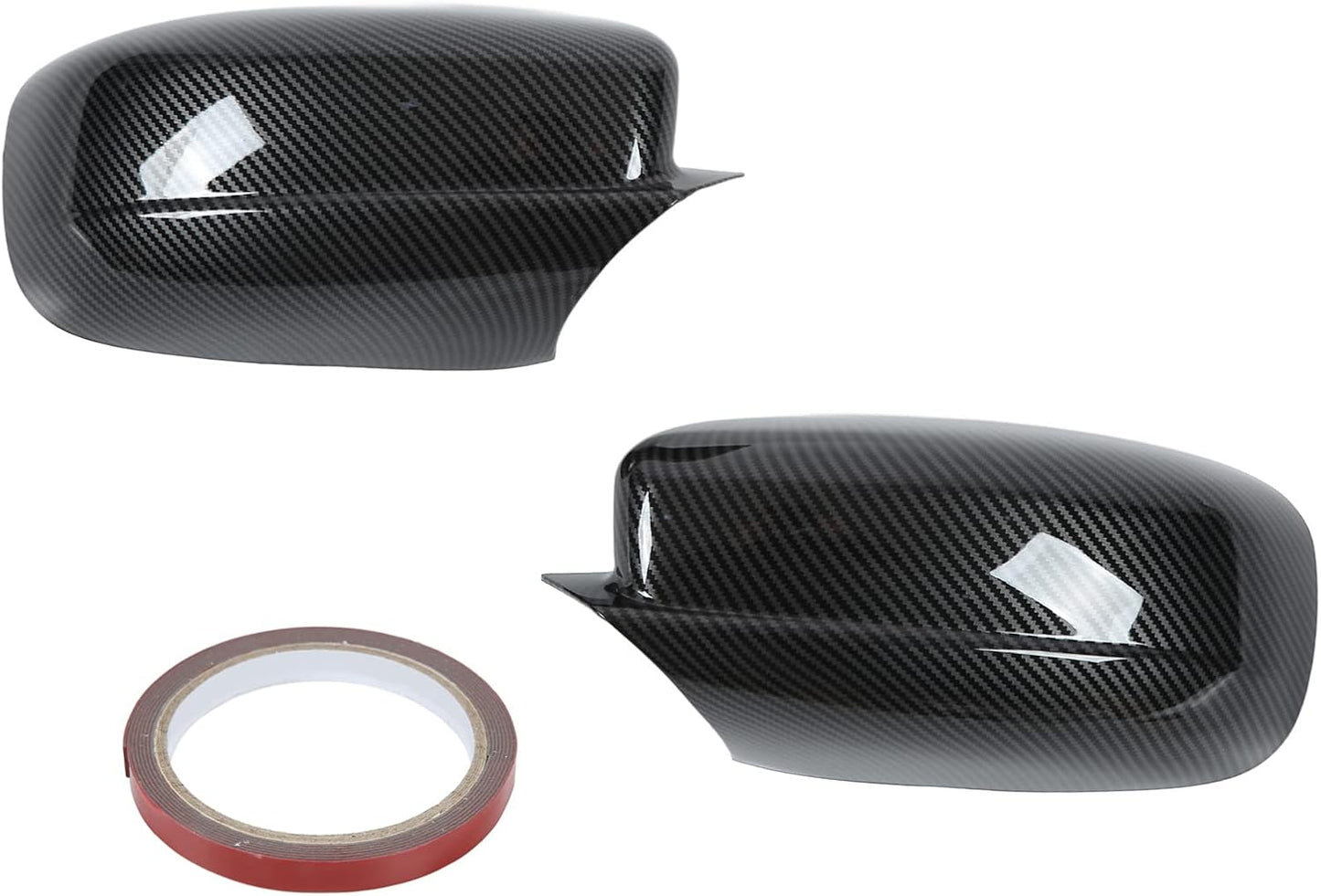 Acouto Rearview Mirror Cover 2PCS Carbon Fiber Style Car Side Mirror Cover with Double Sided Adhesive Accessory Replacement for Chrysler 300 2011‑2019
