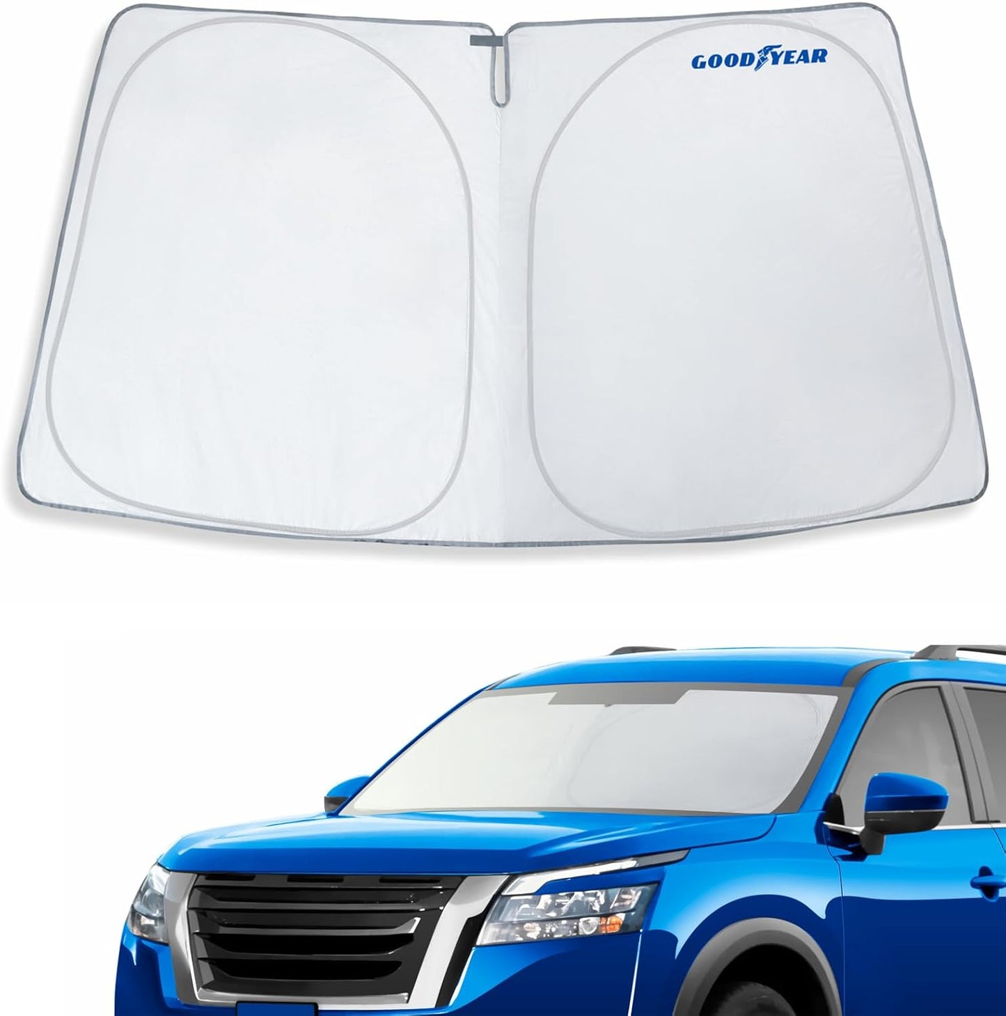 Goodyear Foldable Windshield Sunshade for Chevrolet (Chevy) Tahoe 2021-2025, SUV car Accessories, Sunshade Cover, Sun Shade Car Windshield, Window Sun Blocker - GY008221