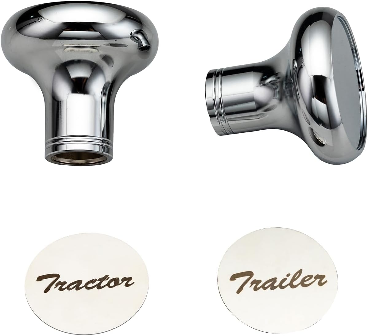 Xintre Pair of Tractor/Trailer Air Valve Knobs Made from Aluminum Interior Accessories Air Brake knobs Compatible with Kenworth T680 Peterbilt 379 389 579 Freightliner, Chrome Stainless Steel (2 Set)