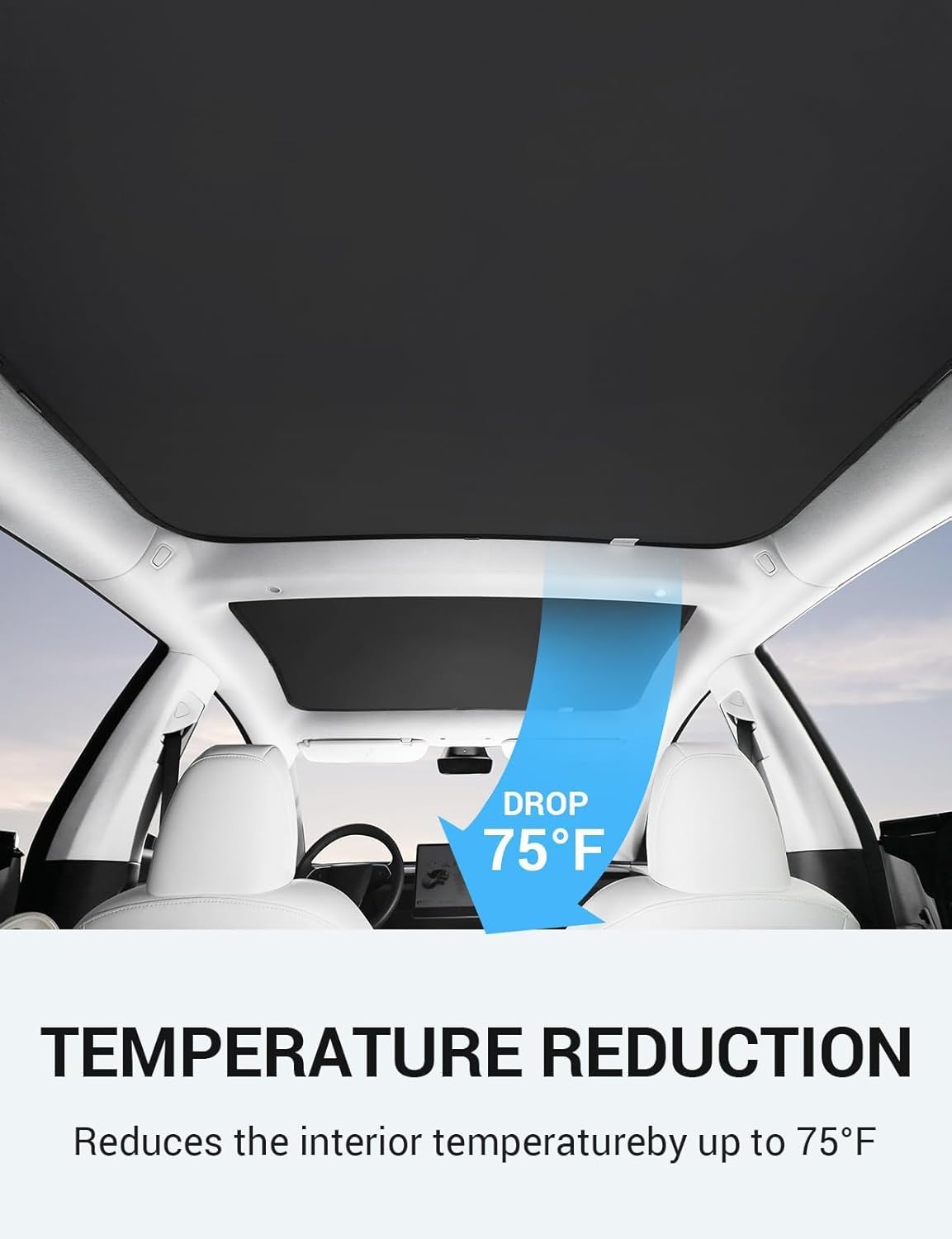 BASENOR Upgraded Tesla Model 3 Sunshade Roof Front & Rear Glass Roof Sun Shades with Storage Bag for Model 3 Interior Accessories 2023 2022 2021 Model 3 Black (Not Fit 2024 Model 3)