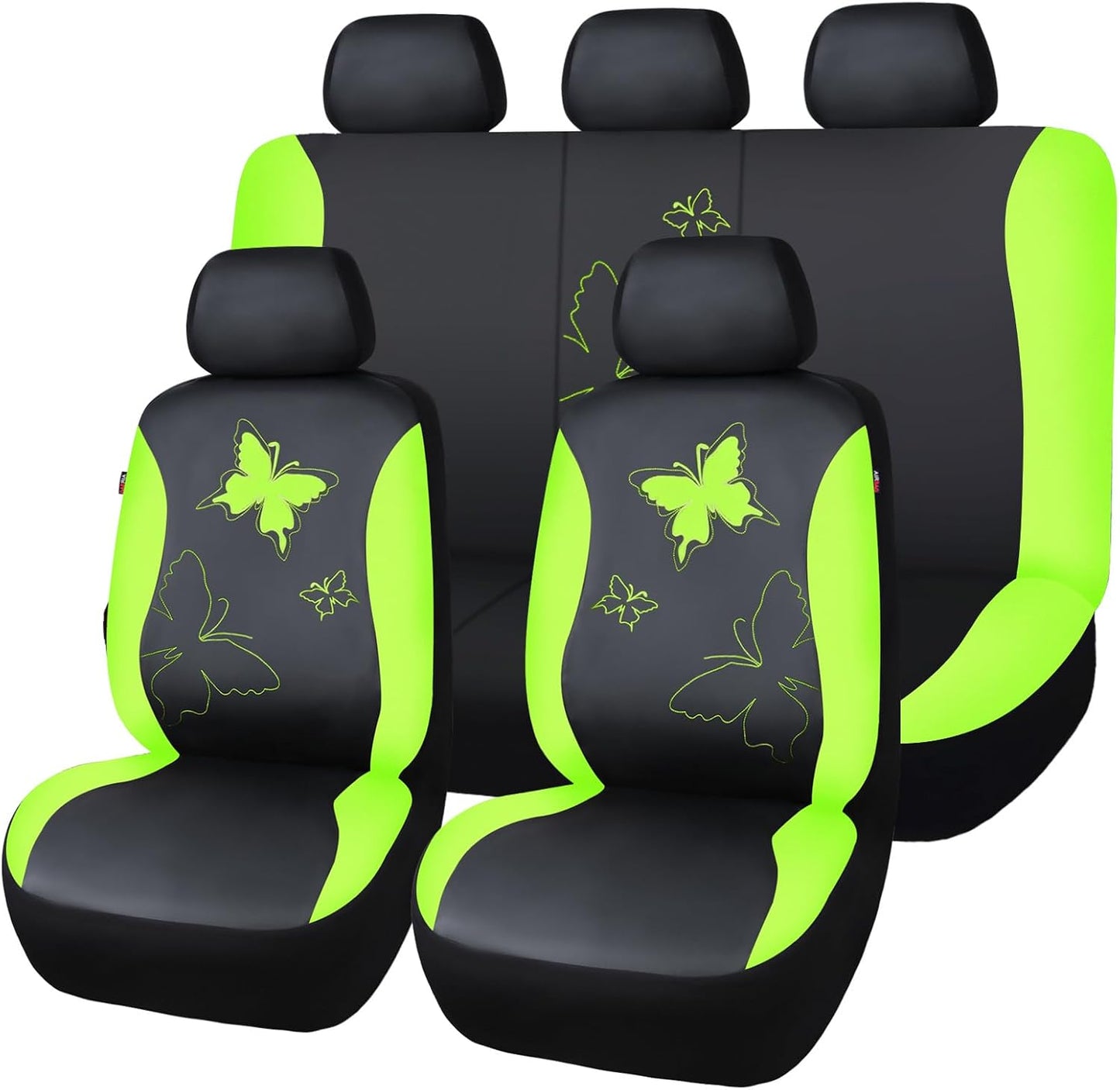 Flying Banner Butterfly car seat Covers ful Set Fashion Universal Lady Woman Female Rear Bench Split Colorized (Full Set, Purple)