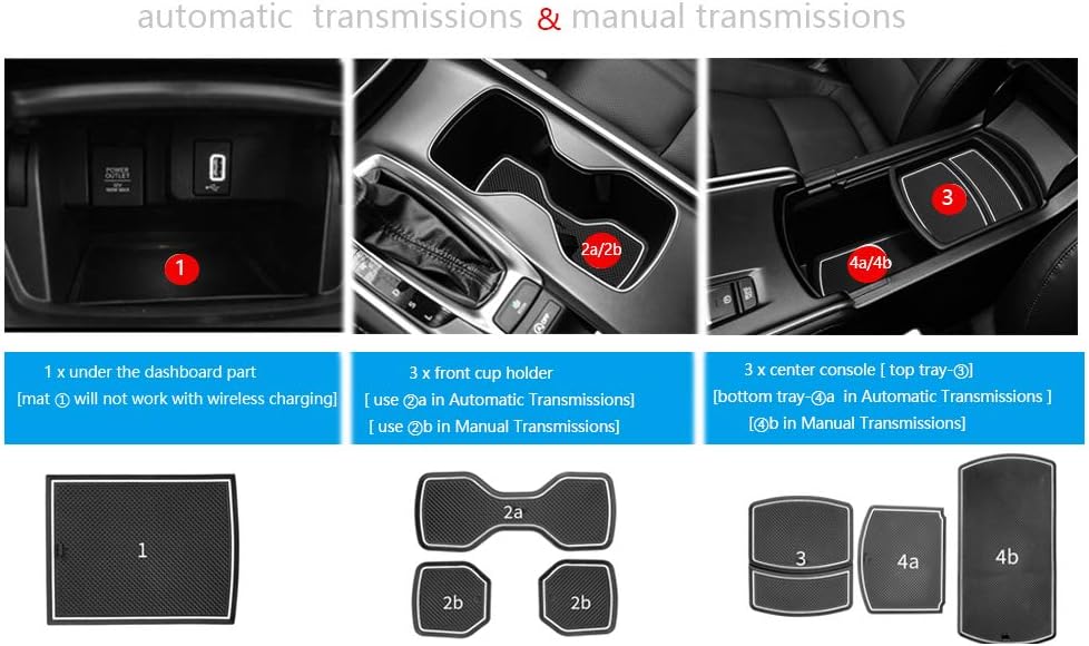 Auovo Anti Dust Door Mats for Honda Accord 2019 2018 2020 Interior Accessories Custom Fit Door Compartment Cup Center Console Liners(17pcs/Set) (White)