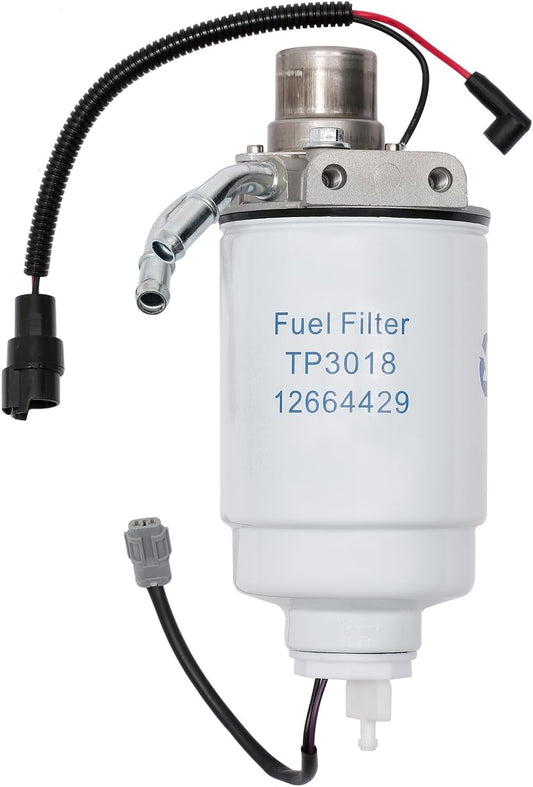 6.6L Duramax Diesel Fuel Filter with Head Assembly│Replacement For 2005-2012 Chevy Silverado GMC Sierra 2500 HD 3500 HD with Water in Fuel Sensor│Replaces# 12642623, 12639448, 904517
