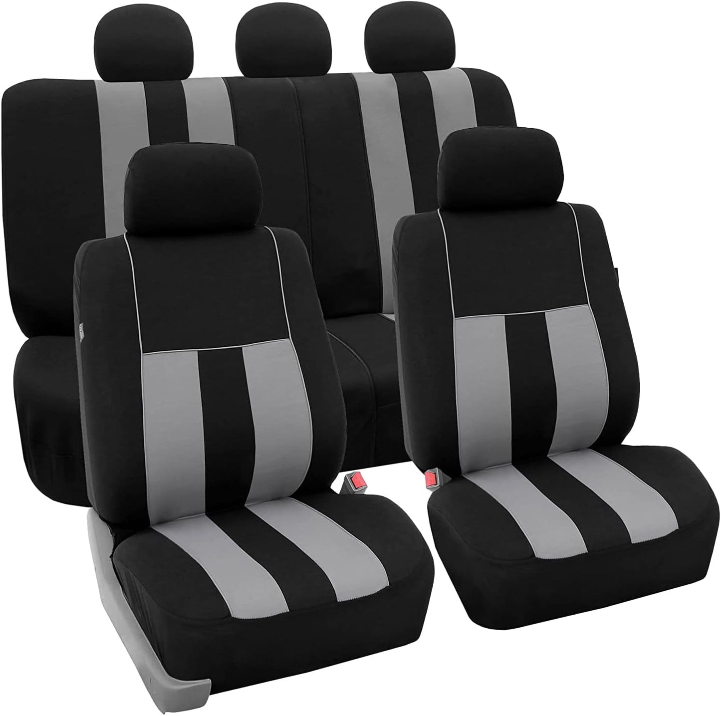 FH Group Car Seat Covers Full Set Cloth - Universal Fit, Automotive Seat Covers,Low Back Front Seat Covers,Airbag Compatible,Split Bench RearSeat,Washable Car SeatCover for SUV,Sedan,Van Black