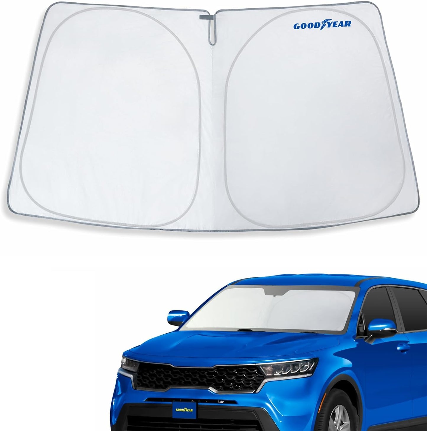 Goodyear Foldable Windshield Sunshade for Chevrolet (Chevy) Tahoe 2021-2025, SUV car Accessories, Sunshade Cover, Sun Shade Car Windshield, Window Sun Blocker - GY008221