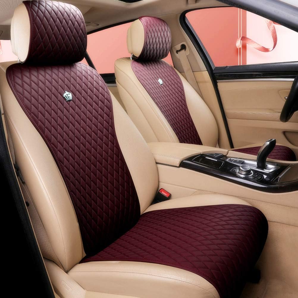 Red Rain Universal Seat Covers for Cars Leather Seat Cover with Crown Army Green Seat Covers 2/3 Covered 11PCS Fit Car/Auto/SUV (A-Army Green)