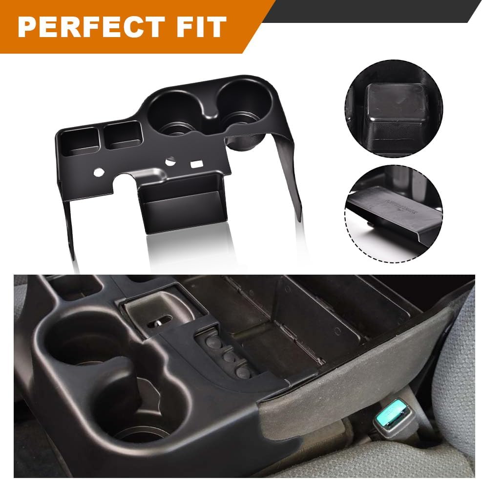 G-PLUS Center Console Cup Holder Insert Compatible with Ford Super Duty F250 F350 F450 1999 2000 2001 Cupholder Black