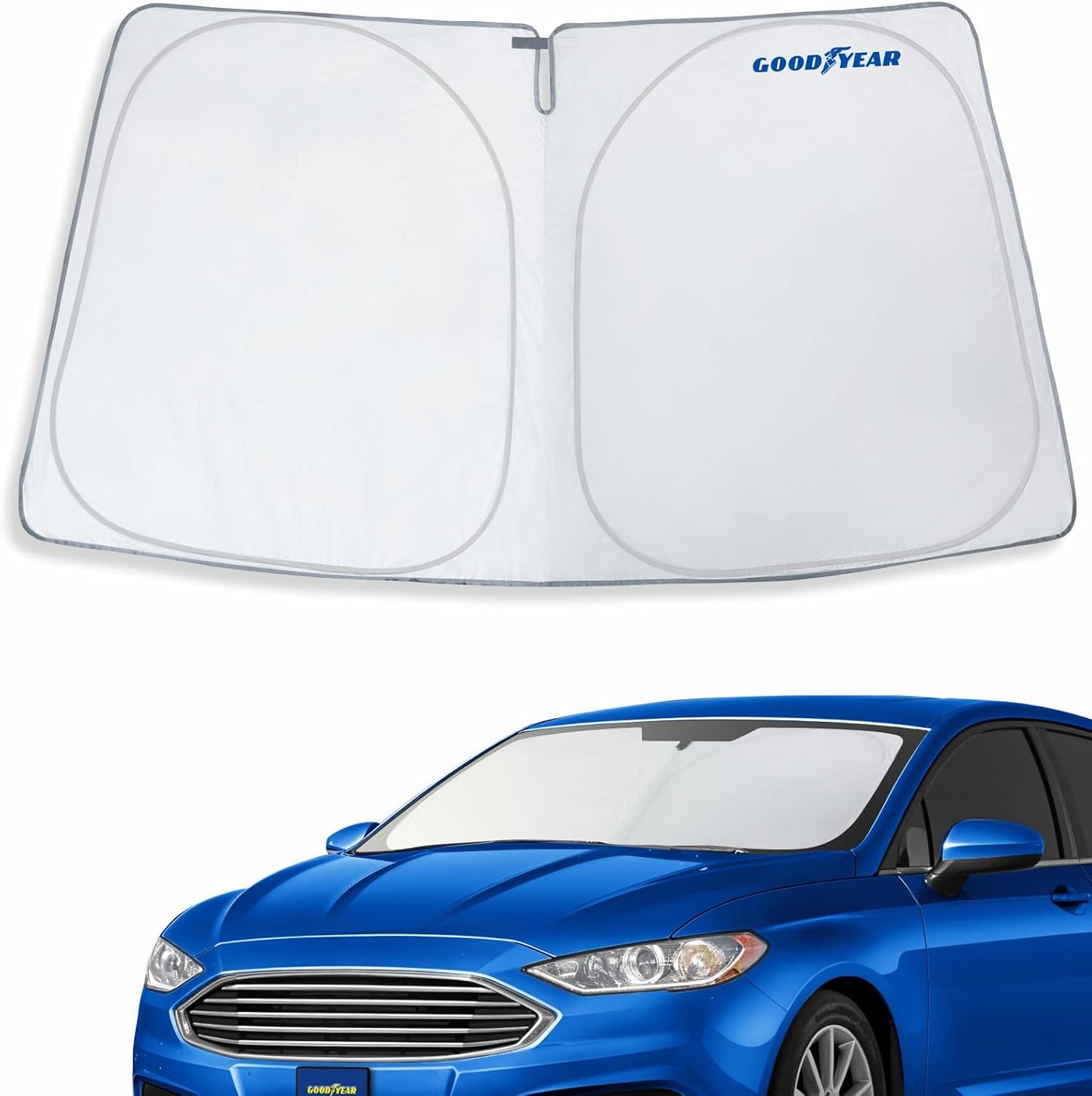 Goodyear Foldable Windshield Sunshade for Chevrolet (Chevy) Tahoe 2021-2025, SUV car Accessories, Sunshade Cover, Sun Shade Car Windshield, Window Sun Blocker - GY008221