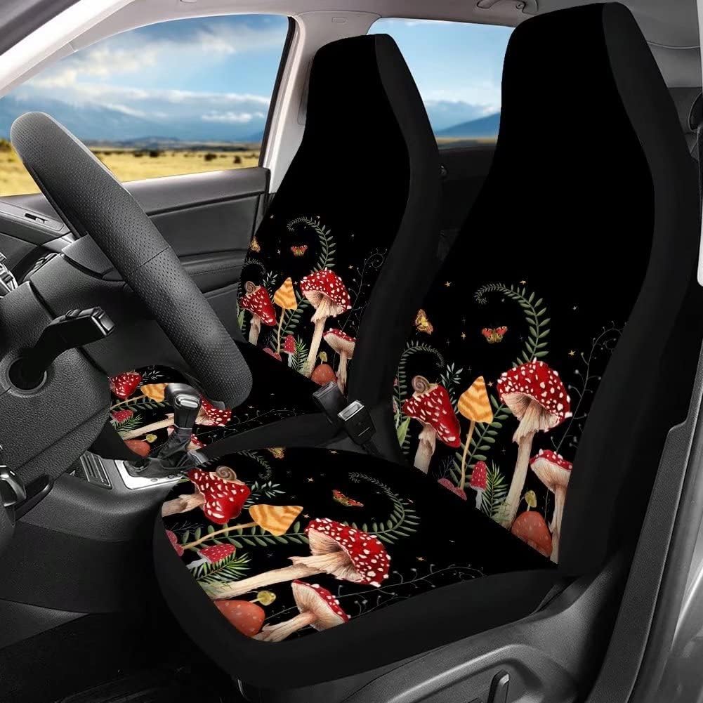KEIAHUAN Galaxy Owl Car Seat Cover for Women Men, 2 Packs High Back Bucket Universal Fit Auto Seat Covers for Cars, Trucks, SUV, or Van