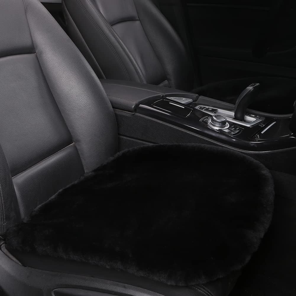 LLB Genuine Sheepskin Car Seat Cushion, Comfort Auto Seat Pad, Warm Real Wool Car Mat with Non-Slip Backing Universal Fit, 19.2 x 19.2 Inches (Pearl, 2 Front Seat Cushions & Bench Seat Cushion-3 Pcs)