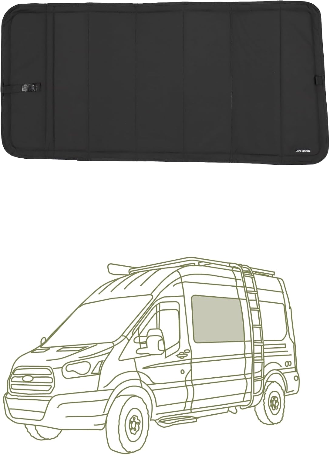 VanEssential Insulated Blackout Crew Window Cover Designed for Ford Transit Van Year 2015 to Current with NO Plastic Trim - Cool Gray
